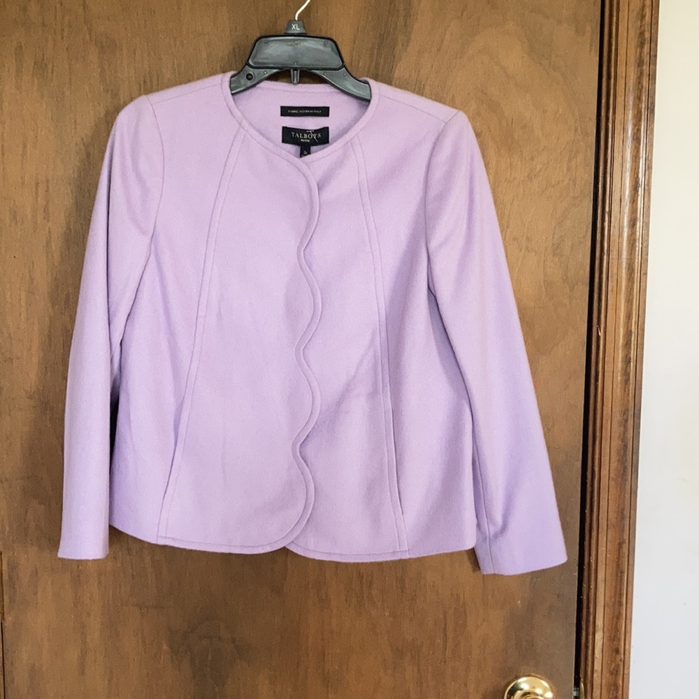 Talbots scalloped edge lined jacket 80% wool fabric made in Italy 2P - Picture 5 of 17